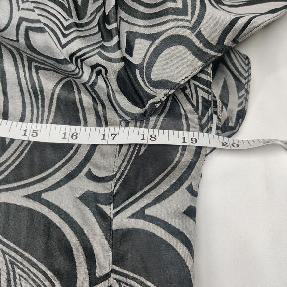 Magaschoni Silk Cotton Artsy Gray Floral Swirl Shift Dress Medium Lagenlook - Picture 10 of 11